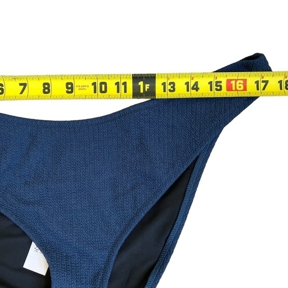 NWT J.Crew Midnight Blue Scrunchie Textured Curved Waist Cheeky Bikini Bottom XL - Picture 14 of 15
